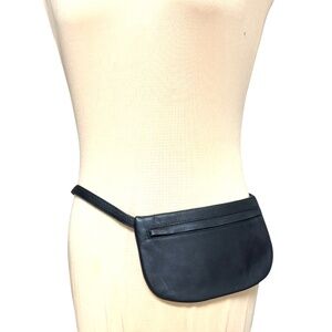 bag waist pack handmade black soft leather elegant minimalist adjustable strap